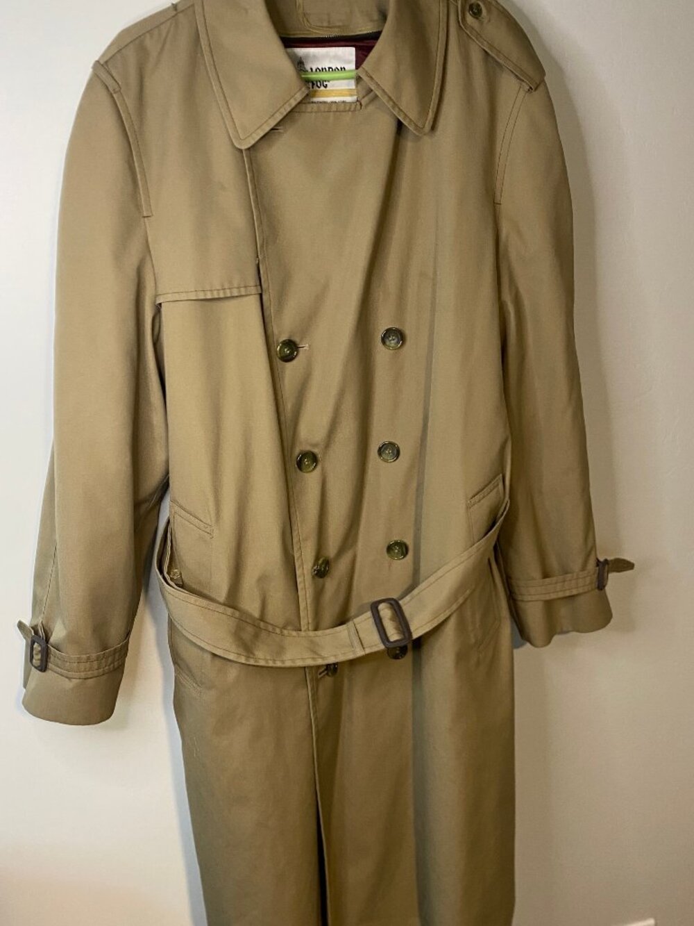 Vintage 80s London Fog Trench Coat Casablanca Bogart 44 Long